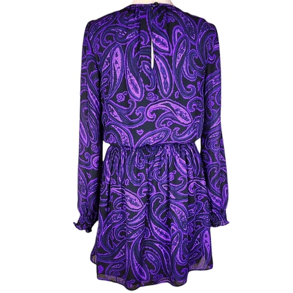 Michael by Michael Kors Purple & Black Paisley Print Dress - Picture 5 of 10